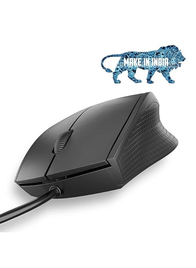 Quantum Renewed - QHM251H USB Wired Mouse, 1200 DPI Optical Sensor, Plug & Play Ergonomic Mouse for PC/Laptop - Black - Image 2